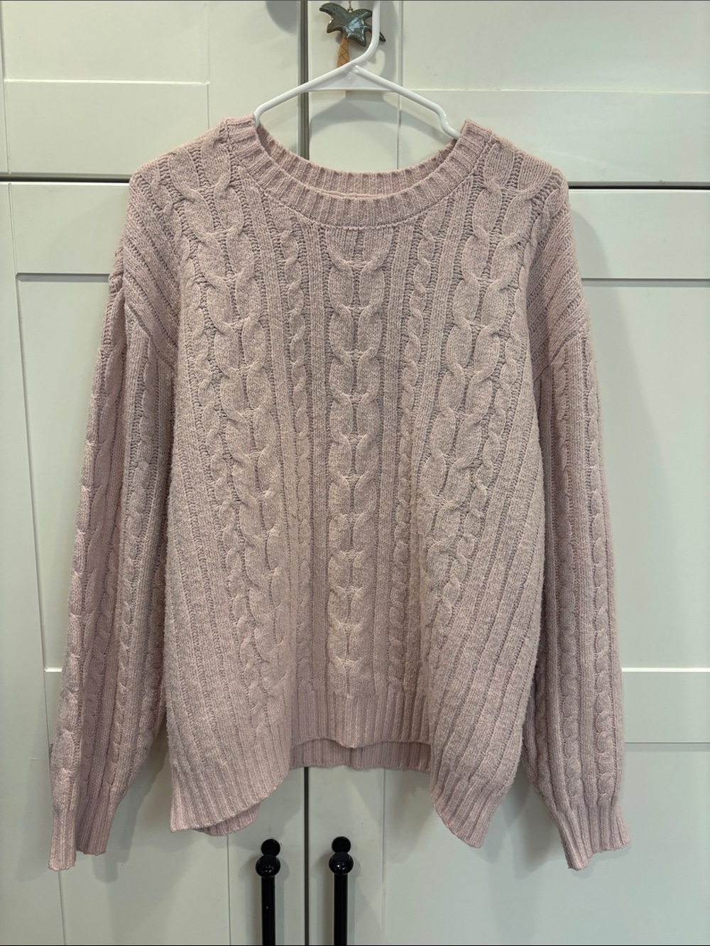 Hollister Light Pink Cable Knit Crewneck Sweater